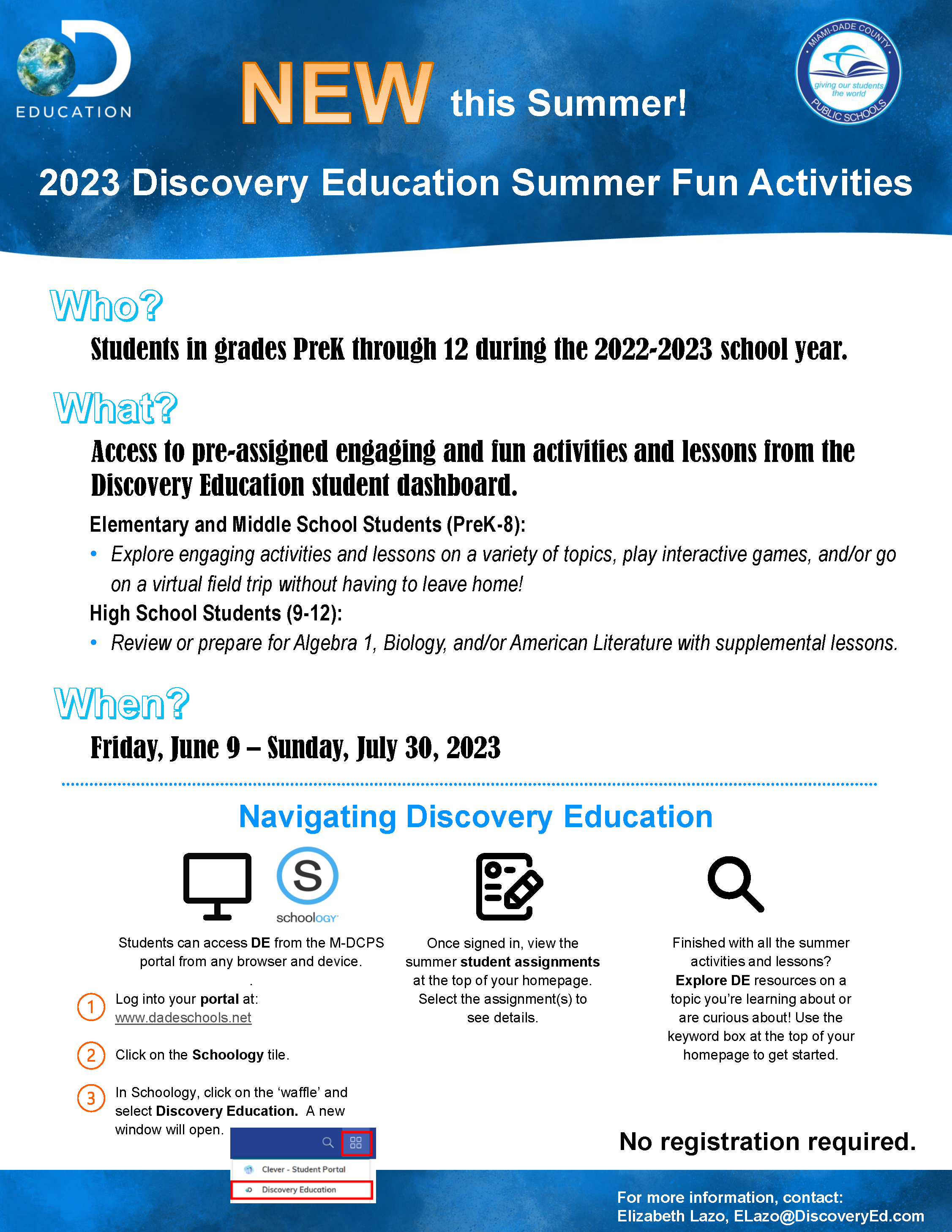2023 Discovery Education Summer Fun Activities Flyer 